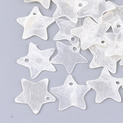 カピスシェルチャーム  スター  ベージュ  12~13x12.5~13x1mm  穴：1.2mm&nbsp;X-SHEL-T012-24-1