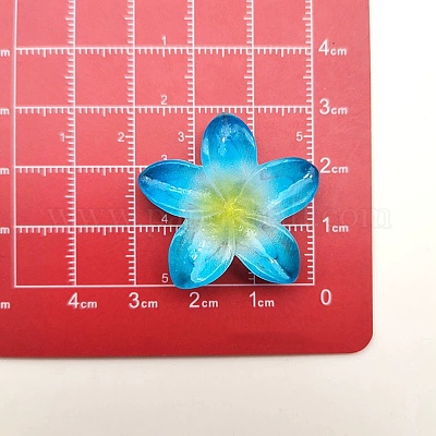 オペーク樹脂カボション  花  ディープスカイブルー  27x28.5x6mm&nbsp;RESI-R455-01P-02-1