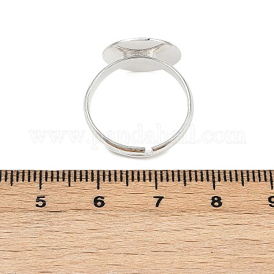 真鍮製皿付リングパーツ  鉛フリー及びカドミウムフリー  調整可能  銀色のメッキ  14mm&nbsp;KK-EC022-14mm-S-RS-1