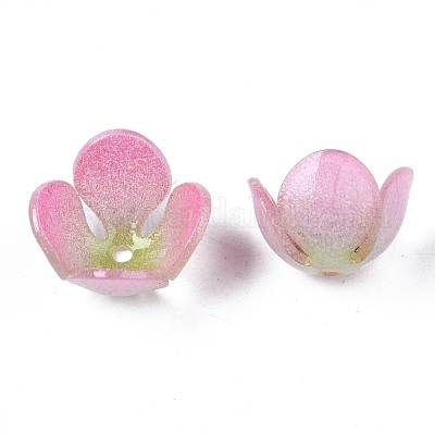 プラスチックビーズ  花  ピンク  12~13.5x12~13x8mm  穴：1.2mm&nbsp;KY-N015-049D-1