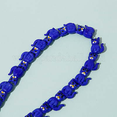 ガラスビーズ  猫  藤紫色  20x16mm&nbsp;PW-WG9E33F-01-1
