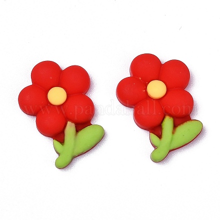 オペーク樹脂カボション  花  レッド  22x16x5mm&nbsp;LS-CRES-J044-07A-01-1