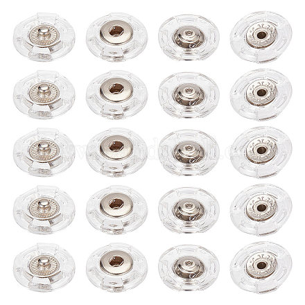 プラスチックスナップボタン25個  衣服のボタン  フラットラウンド  透明  18x5mm&nbsp;BUTT-GF0001-15-1