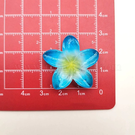 オペーク樹脂カボション  花  ディープスカイブルー  27x28.5x6mm&nbsp;RESI-R455-01P-02-1