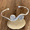 Adjustable Brass Cuff Bangles, Spiral, Silver, Inner Diameter: 2-3/8 inch(6cm)