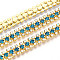 Iron Rhinestone Cup Chains, with Spool, Golden, Steel Blue, 8.5x3mm, about 14.99 Feet(4.57m)/Roll