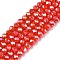 Electroplate Glass Beads Strands, Opaque Solid Color, AB Color Plated, Faceted, Rondelle, Orange Red, 4x3mm, Hole: 0.8~1mm, about 105~110pcs/strand, 38~39cm