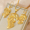 Brass Pendant Necklaces & Earrings Sets, Golden, Leaf, 58x20mm & 450mm