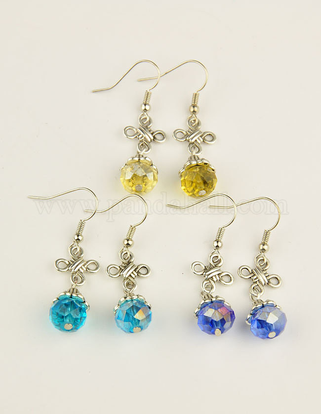 Turquoise Ball Dangle Earrings Made in Gold For Sale at