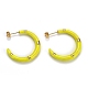 Brass Enamel Half Hoop Earrings&nbsp;EJEW-B004-03G-2