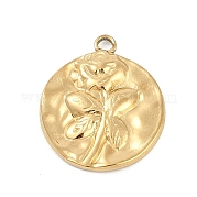 ゴールドプレート 花柄ペンダント ステンレスペンダント201個 花の月 18KGP本金メッキ 36x32x1mm
