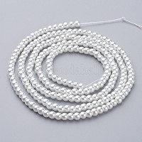 ガラスパールビーズ連売り  パールカラーの  ラウンド  ホワイト  4~5mm  穴：1mm  約200個/連  30.71インチ（78cm）&nbsp;HY-4D-B01