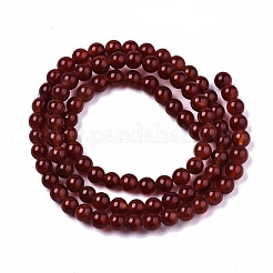 天然石瑪瑙ビーズ連売り  染め  ラウンド  暗赤色  4mm  穴：0.5mm  約91~95個/連  14.57インチ〜15.35インチ（37~39cm）&nbsp;G-S359-241C