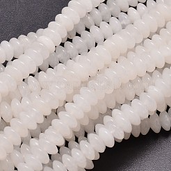 ロンデル天然ホワイトジェイドビーズ連売り  8x4mm  穴：1mm  約95個/連  15.7インチ&nbsp;G-P109-23