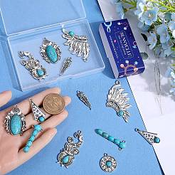 16Pcs 8 Styles Synthetic Turquoise Alloy Pendants&nbsp;FIND-SC0009-11