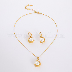 304 Stainless Steel Pendant Necklaces & Hoop Earrings Sets&nbsp;JP6443-3