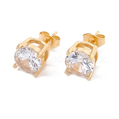 6 Pairs Cubic Zirconia Flat Round Stud Earrings&nbsp;EJEW-G291-05D-M