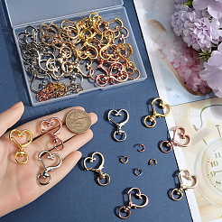 40Pcs 4 Colors Heart Shape Zinc Alloy Swivel Lobster Clasp&nbsp;FIND-SP0002-60