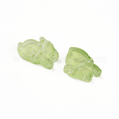 ツートン透明スプレー塗装ガラスビーズ  兎  薄緑  14.5x19x3.5mm  穴：1mm&nbsp;GLAA-Q092-03-C10