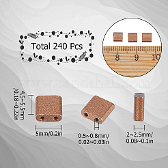 240穴ベーキングペイント不透明色ガラスシードビーズ2個  長方形  ペルー  5x4.5~5.5x2~2.5mm  穴：0.5~0.8mm&nbsp;SEED-SC0001-12B