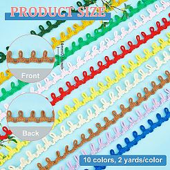20 Yards 10 Colors Chinlon Braid Trims with Elastic Button Loops&nbsp;SRIB-BC0001-04