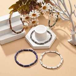 5 個 5 スタイル天然混合宝石コラム ビーズ ストレッチ ブレスレット セット女性  内径：2-1/4インチ（5.6~5.8cm）  1個/スタイル&nbsp;BJEW-JB08989