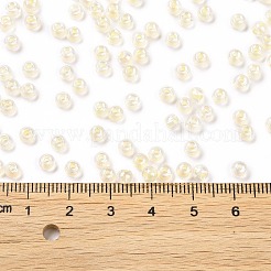 6/0 ガラスシードビーズ  色の内側  ラウンド  透明色の虹  ライトゴールデンロッドイエロー  4x3mm  穴：1.2mm  約6925個/ポンド&nbsp;SEED-T006-04F-05