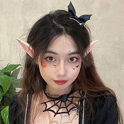 ハロウィンテーマのコウモリと蝶結びのイミテーションレザーのワニヘアクリップとヘアバレッタ8個、4スタイル  鉄のクリップ付き  女性の女の子のために  ブラック  42~145x78~152x9~19mm  2個/スタイル&nbsp;PHAR-WR0001-01