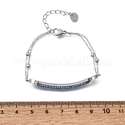 Heart Bar 304 Stainless Steel & Rhinestone Link Bracelets&nbsp;BJEW-A167-01P-03