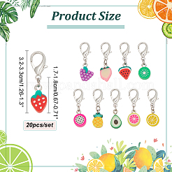 20Pcs 10 Styles Fruit Handmade Polymer Clay Pendant Stitch Markers&nbsp;HJEW-NB00048