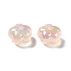 UVメッキレインボー虹色アクリルビーズ  花  桃パフ  13.7x14x8.5mm  穴：2.6mm&nbsp;PACR-M002-05F