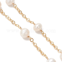 Natural Cultured Freshwater Pearl Potato Bead with Brass Cable Chain Slider Bracelet Making&nbsp;AJEW-JB01576