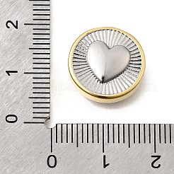 ツートン真鍮ビーズ  18KGP本金メッキ  フラットラウンド  ハート  15x6mm  穴：1.2mm&nbsp;KK-D255-02GP-02
