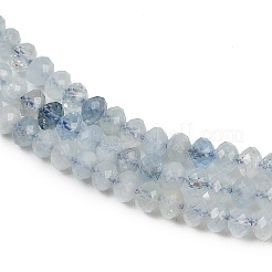 天然石アクアマリンビーズ連売り  グレードA  多面カット  ロンデル  4x3mm  穴：0.6mm  約126個/連  14.96''（38センチメートル）&nbsp;G-L587-B02-01-A
