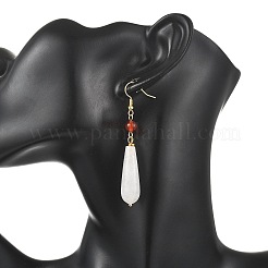 Natural Quartz Crystal & Brass & 304 Stainless Steel Dangle Earrings&nbsp;EJEW-JE07257-02