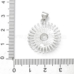 真鍮チャーム  プラチナ  フラットラウンド  25x22x3mm  穴：5x3.5mm&nbsp;KK-P330-02C-P