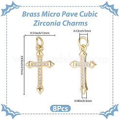 8Pcs Brass Micro Pave Clear Cubic Zirconia Pendants&nbsp;KK-SC0007-99