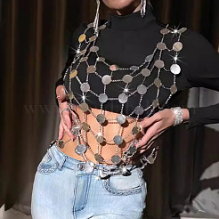 Sparkle Acrylic Disc Sequin Mesh Vest Body Chains&nbsp;FS-WG277F6-01