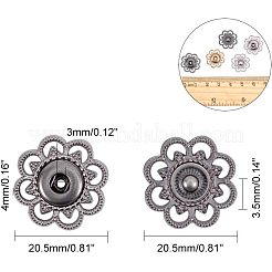 合金スナップボタン  ソーイングアクセサリーボックスコンテナ付き  花  ミックスカラー  20.5x4mm  穴：3mm  24セット /箱&nbsp;SNAP-NB0001-01
