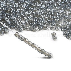 ラウンド8/0ガラスシードビーズ  トランス。光沢の色  グレー  サイズ：直径約3mm  穴：1mm  約1097個/50g&nbsp;X-SEED-A006-3mm-112