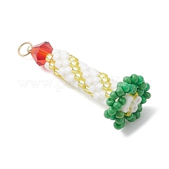 Glass Seed Beaded Christmas Candle Pendants&nbsp;PALLOY-MZ01003-03