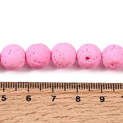 染色された合成溶岩石ビーズの連  ラウンド  パールピンク  10~11mm  穴：1.4mm  約39個/連  11.93''（30.3センチメートル）&nbsp;GG-CBAAE19-07B