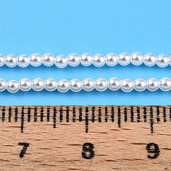 ベーキングペイントパール化ガラスパールビーズ連売り  ラウンド  乳白色  2mm  穴：0.6mm  約200~201個/連  15.75インチ（40cm）&nbsp;HY-N002-2mm-A12