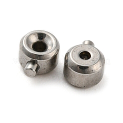 変色しない303ステンレススチール製クリンプビーズ  コラム  ステンレス鋼色  4x3x2.4mm  穴：0.7mm&nbsp;X-STAS-G316-01P