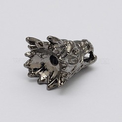 ドラゴンヘッド合金ビーズ  ガンメタ色  15x12.5x12mm  穴：2mm&nbsp;X-PALLOY-O059-04