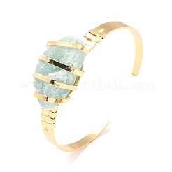 Natural Amazonite Horse Eye Beaded Cuff Bangle&nbsp;G-D458-01G-06-RS
