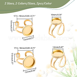 8Pcs 4 Style 201 Stainless Steel Open Cuff Ring Findings&nbsp;STAS-GA0001-54