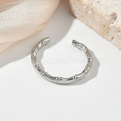 女性用304ステンレススチールカフオープンリング  竹  ステンレス鋼色  2.7mm  内径：18.2mm&nbsp;RJEW-L341-07B-P