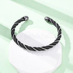 316 Surgical Stainless Steel Twisted Rope Shape Cuff Bangles&nbsp;BJEW-P319-04B