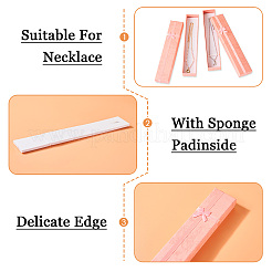 厚紙のネックレスボックス  内部のスポンジ  ちょう結びの長方形  ピンク  20x4.2x2.2cm&nbsp;CON-TAC0014-01C